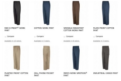 Men's Work Pants Inventory Image From Uniform Rental Company In New Jersey - Prime Uniform Supply